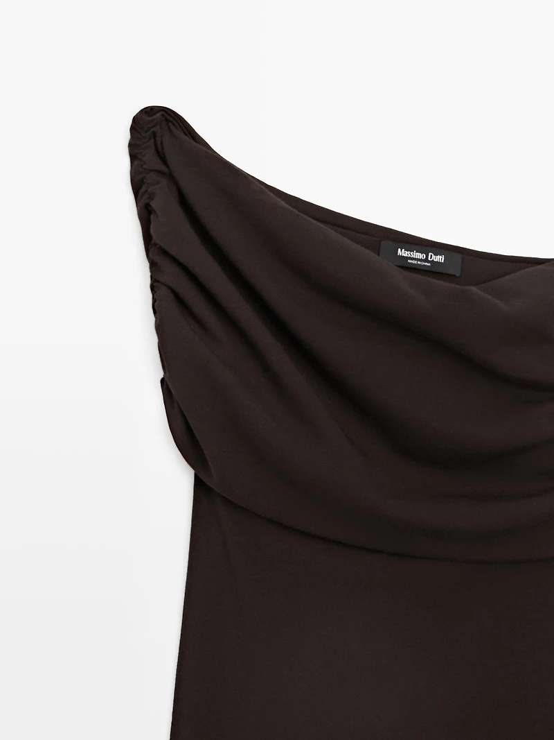 Asymmetric top with draped neckline