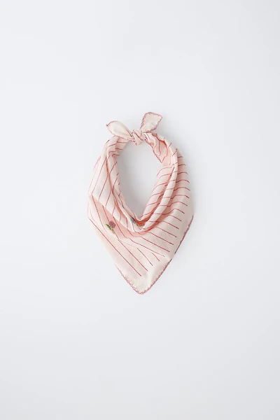 EMBROIDERED STRIPED FLORAL BANDANA