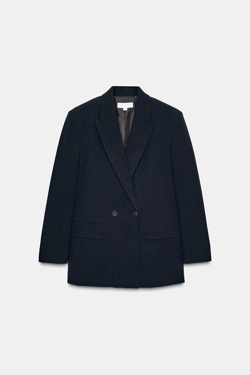 OVERSIZED DOUBLE BREASTED PINSTRIPE BLAZER