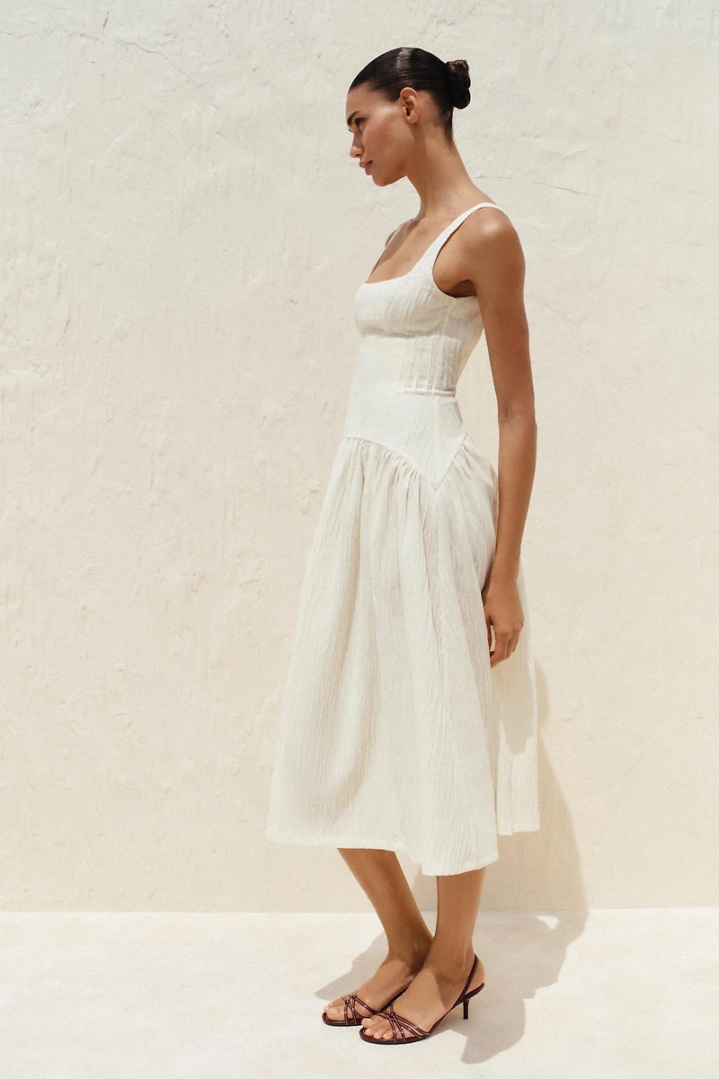 TEXTURED STRAPPY DRESS