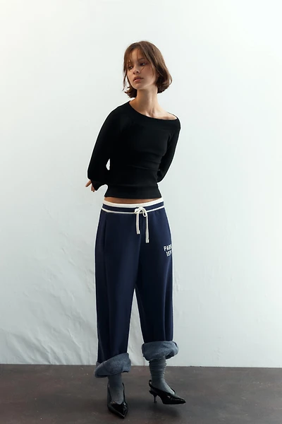 RIBBED BOAT NECK T-SHIRT