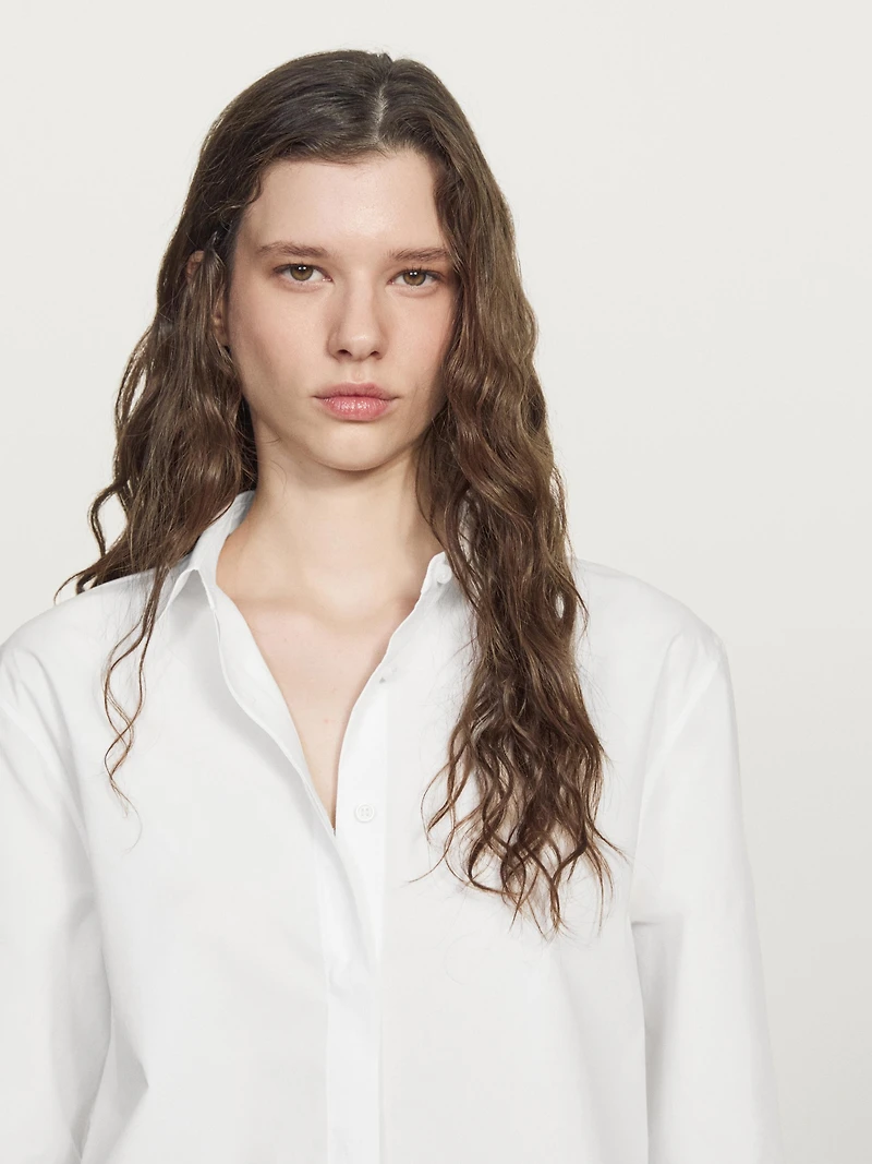 Chemise popeline boutons dissimulés