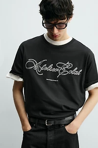 EMBROIDERED TEXT T-SHIRT