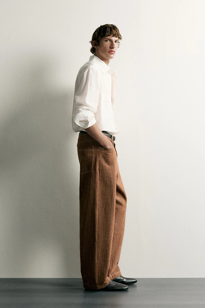 RELAXED FIT TOPSTITCHED PANTS