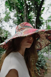 PAISLEY PRINT WIDE BRIM HAT