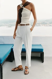 BELTED FLOWY PANTS