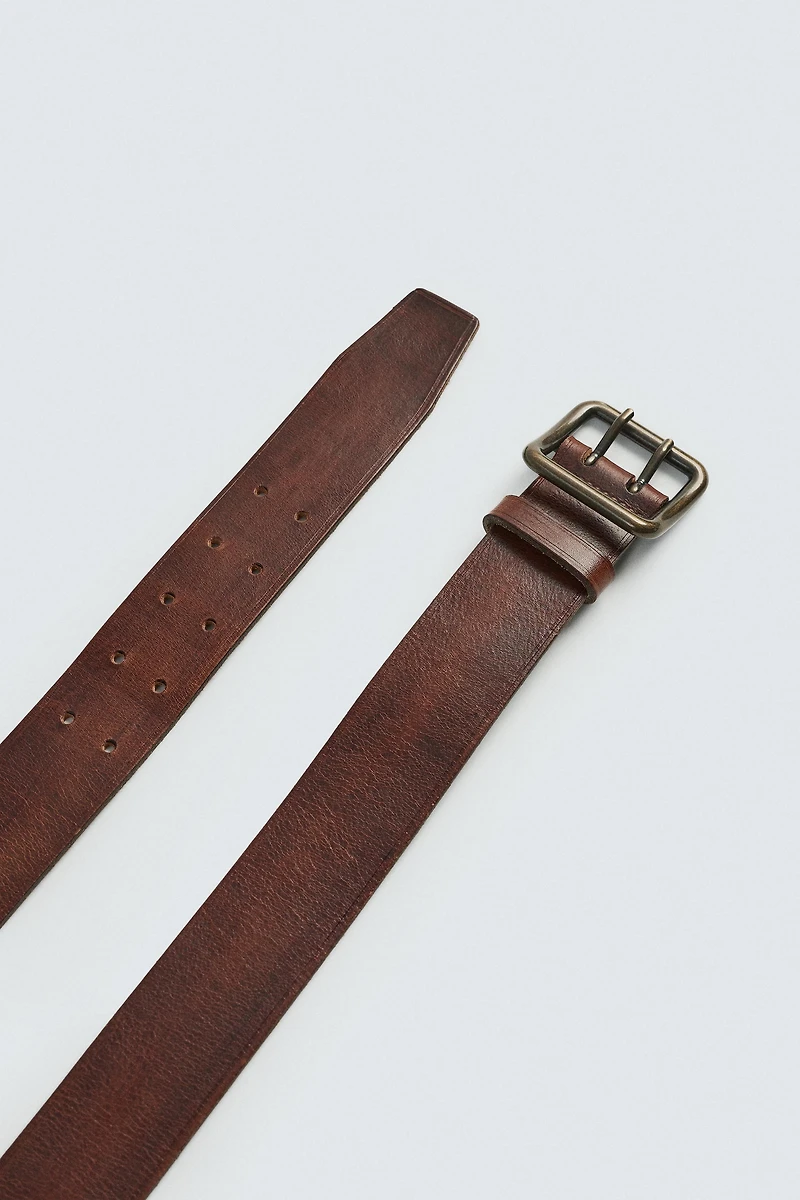 VINTAGE EFFECT LEATHER BELT