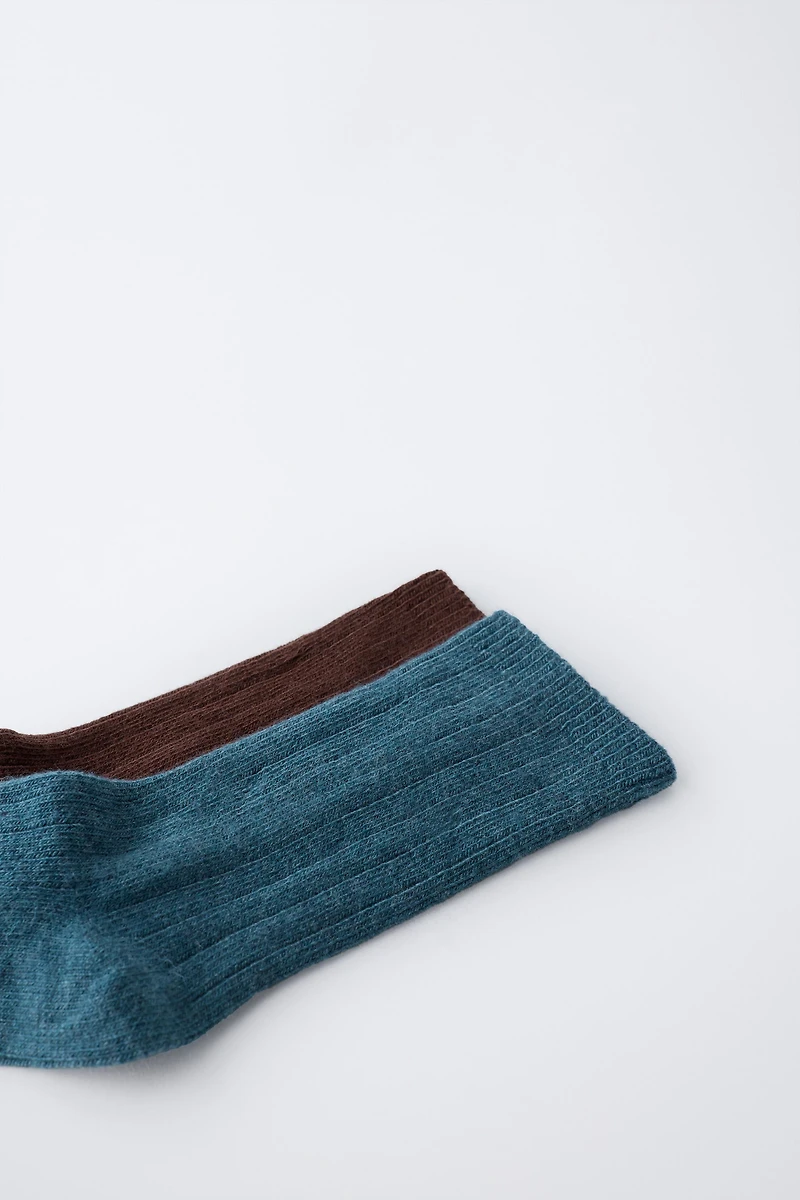 LOT DE DEUX CHAUSSETTES MONTANTES CANNELÉES