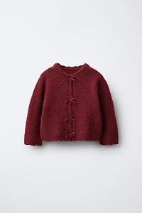 VELVET BOW CARDIGAN