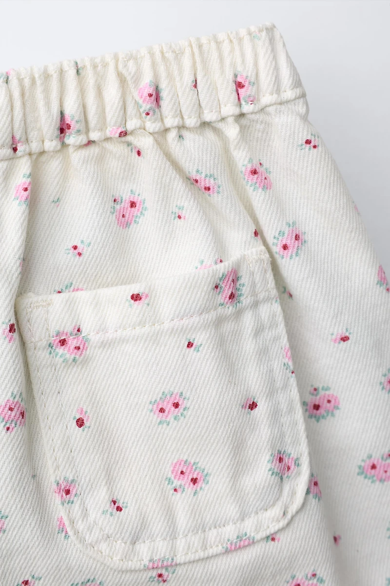 PATCHWORK FLORAL DENIM SHORTS