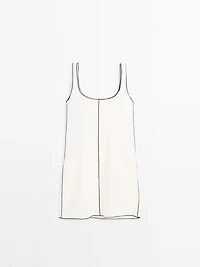 Linen mini dress with contrast trims