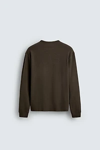 WAFFLE KNIT HENLEY SHIRT