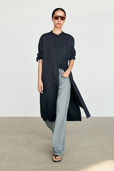 Flowing midi shirt dress