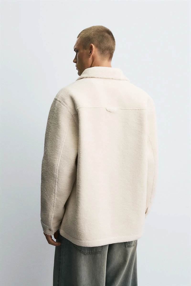 FAUX FUR EFFECT OVERSHIRT WITH POCKETS