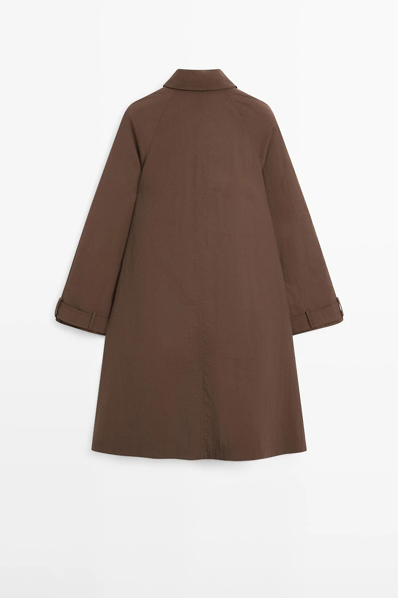 Oversize cape trench with neck detail