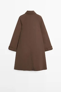 Oversize cape trench with neck detail