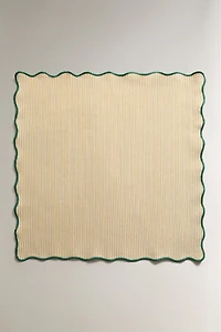 LOT DE 2 SERVIETTES DE TABLE RAYURES BORD ONDULÉ