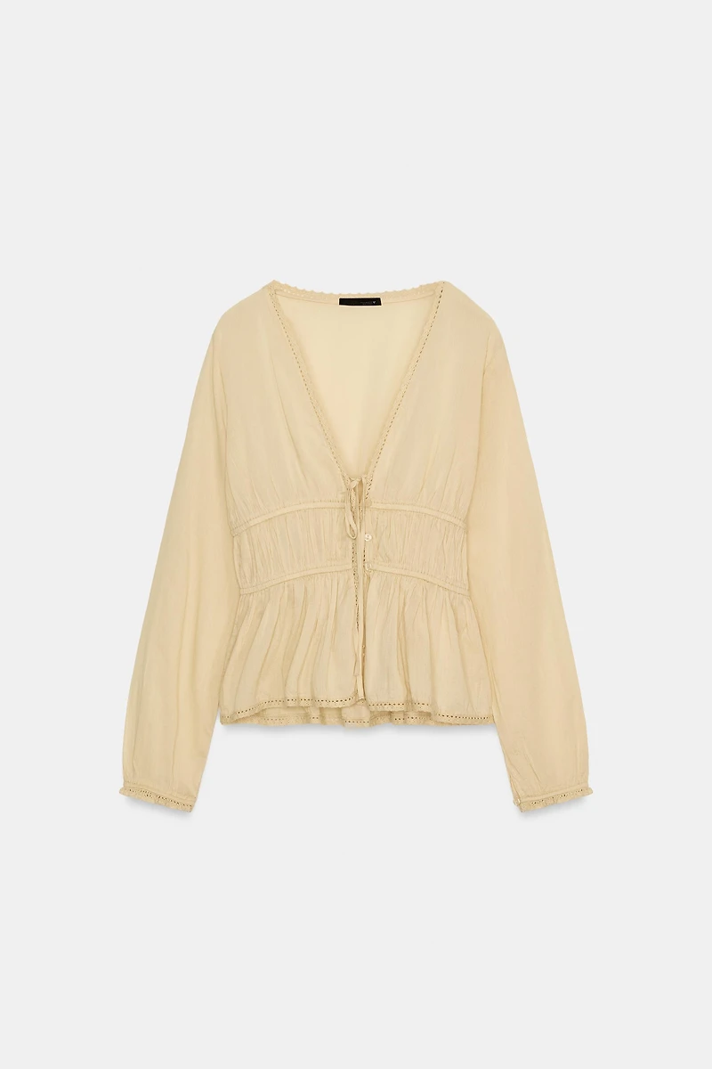 EMBROIDERED GAUZE SHIRT