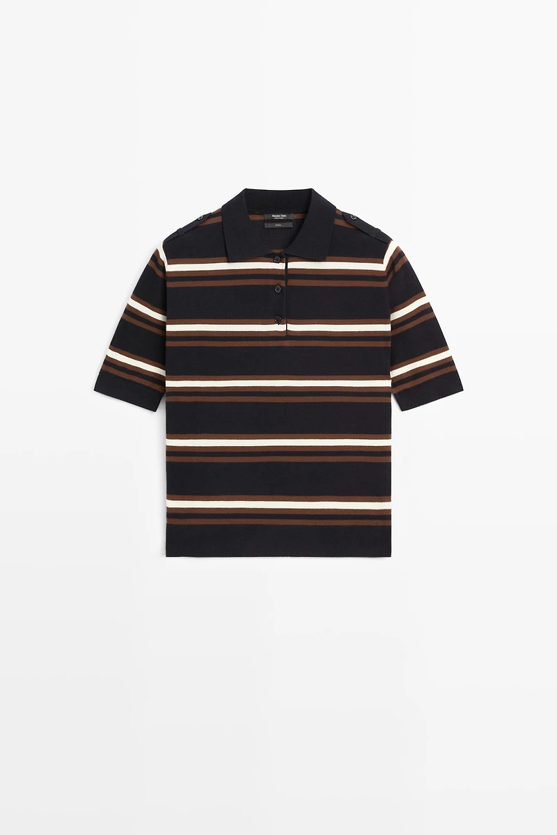 100% Cotton Striped Knit Polo