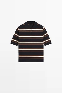 100% Cotton Striped Knit Polo