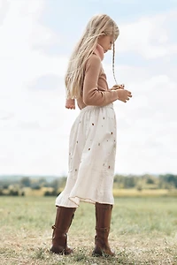 JUPE MI-LONGUE FLEURS BRODÉES LIMITED EDITION