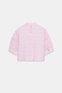 BALLOON SLEEVE LACE TRIM SHIRT