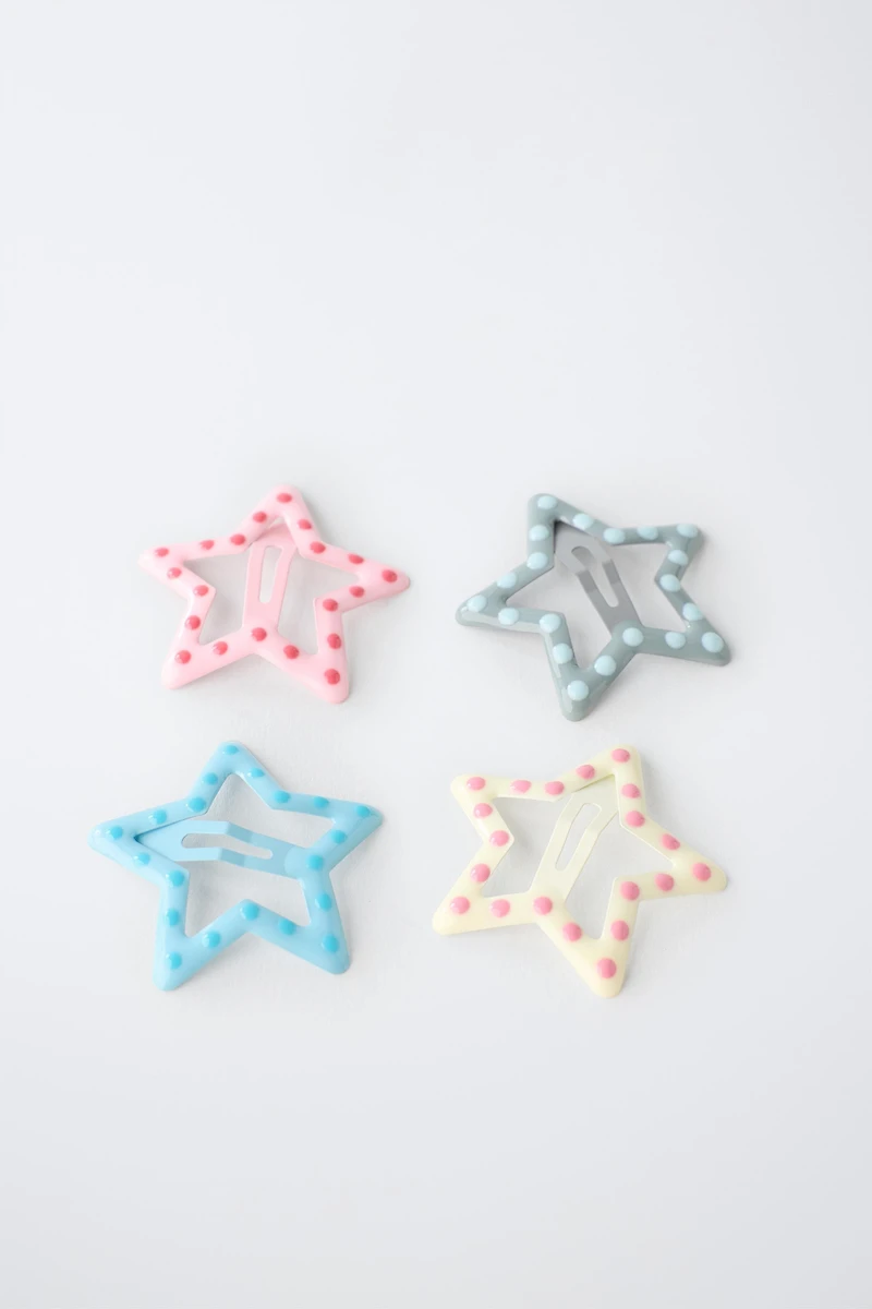 FOUR-PACK OF POLKA DOT STAR HAIR CLIPS