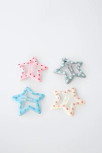 FOUR-PACK OF POLKA DOT STAR HAIR CLIPS