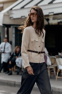 FAUX SUEDE BELTED BLAZER