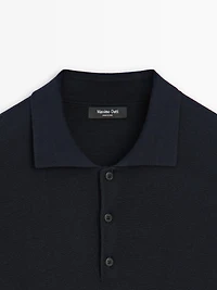Pull polo en maille de laine et coton
