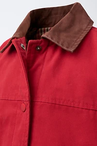 CANVAS JACKET WITH CONTRASTING COLLAR