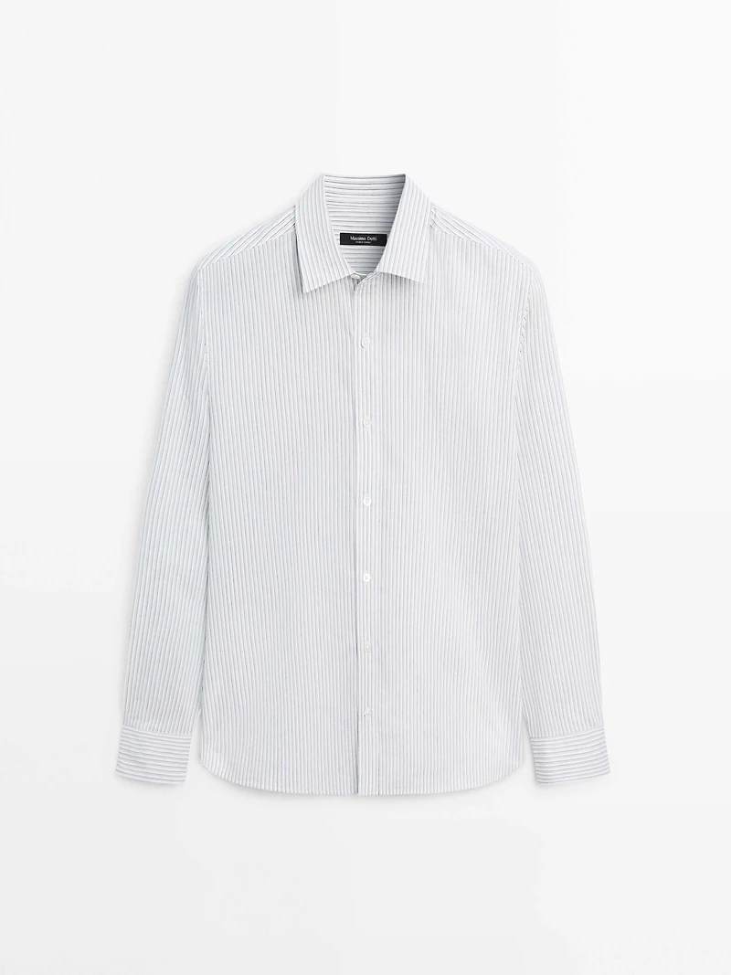 Chemise regular fit à rayures en coton mélang