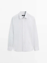 Chemise regular fit à rayures en coton mélang