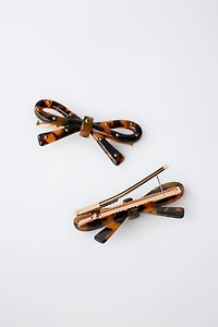 2-PACK OF TORTOISESHELL EFFECT BOW CLIPS