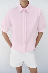 SHORT SLEEVE SHIRT WITH PEARLS