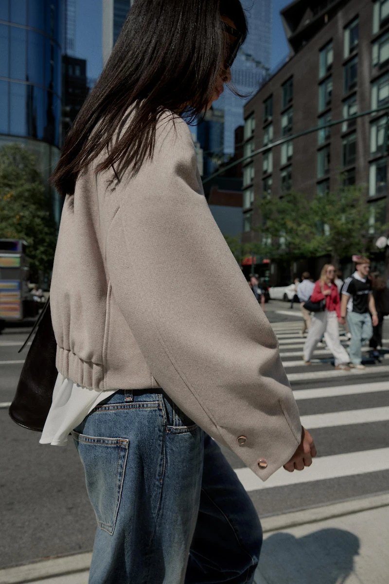 SOFT BOMBER WITH ELASTIC HEM