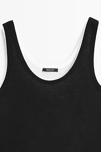 100% cotton ribbed double-layer top