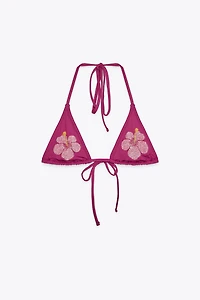FLORAL BEADED BIKINI TOP