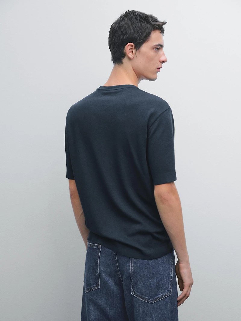 T-shirt finition bord-côte 100 % coton