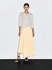 Denim midi skirt with plank detail
