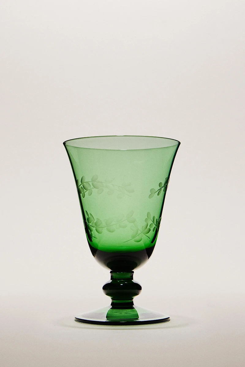 CHRISTMAS GLASS WITH LEAF DESIGN