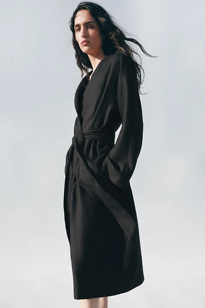 MANTEAU CEINTURE 100% LIN ZW COLLECTION