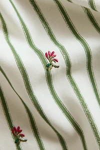 STRIPED TABLECLOTH WITH FLORAL EMBROIDERY