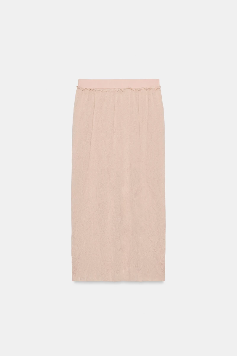 WRINKLED EFFECT KNIT MIDI SKIRT