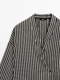Striped cotton blend kimono
