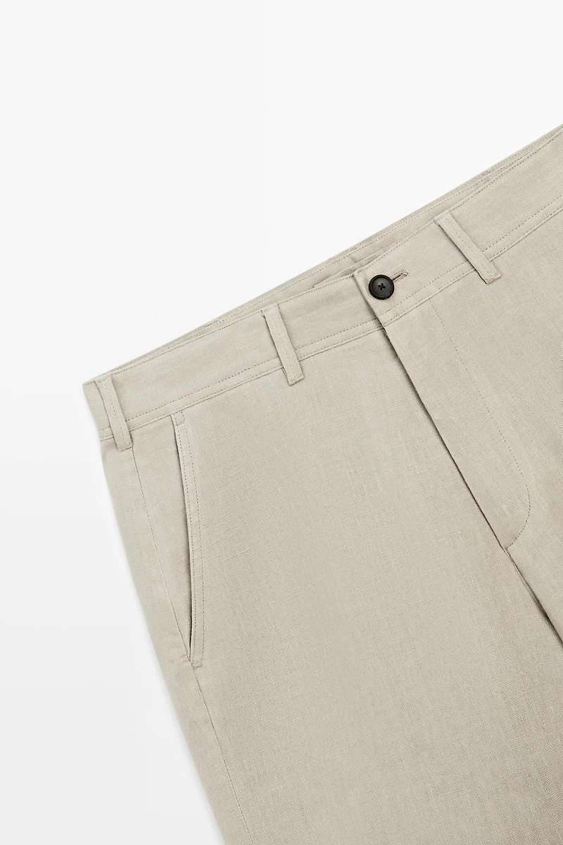 100% linen short Bermuda shorts