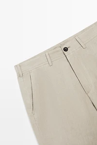 100% linen short Bermuda shorts