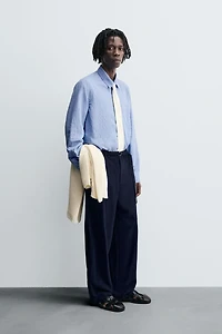CHEMISE FLUIDE À RAYURES ET EFFET FROISSÉ