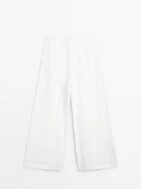 Pantalon large volume en lin mélangé