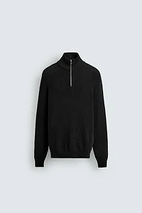 PURL KNIT QUARTER-ZIP JUMPER